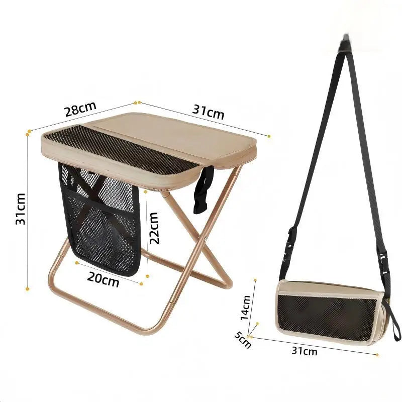 (Summer4)2 in 1 Portable Folding Camping Stool Convertible to Crossbody Bag Lightweight Collapsible Stool with Storage Pocket