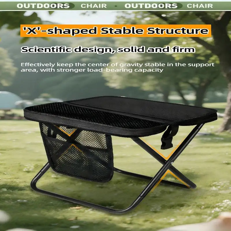 （Summer4）2 in 1 Portable Folding Camping Stool Convertible to Crossbody Bag Lightweight Collapsible Stool with Storage Pocket