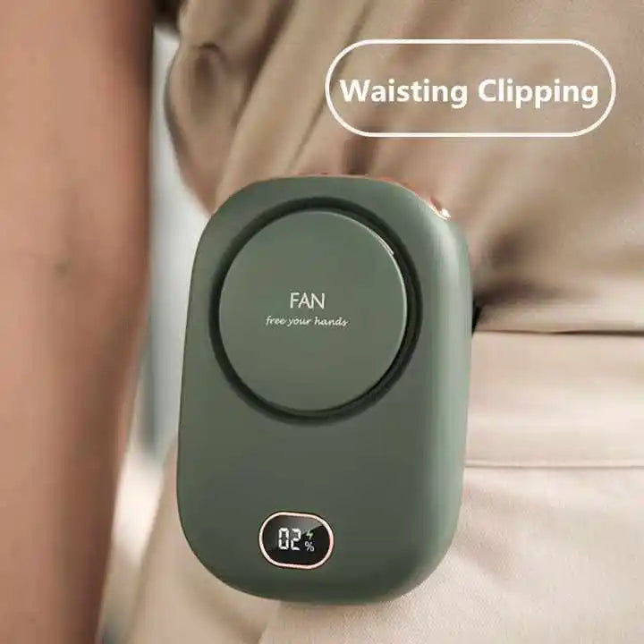 Mini USB Battery Rechargeable Hanging Neck Waist Fan 3 Speed Air Cooling Portable Fan for Handheld Desktop Travel Waist Fan