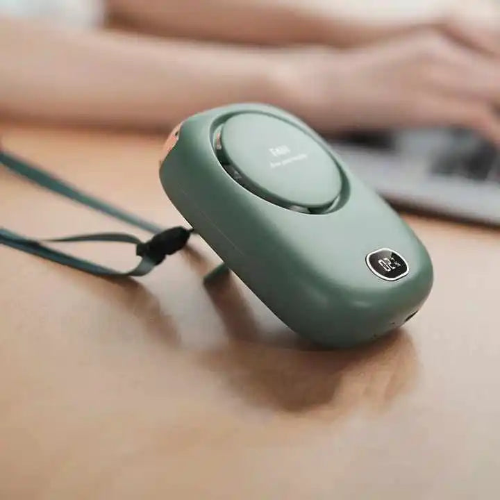 Mini USB Battery Rechargeable Hanging Neck Waist Fan 3 Speed Air Cooling Portable Fan for Handheld Desktop Travel Waist Fan