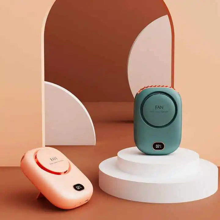 Mini USB Battery Rechargeable Hanging Neck Waist Fan 3 Speed Air Cooling Portable Fan for Handheld Desktop Travel Waist Fan