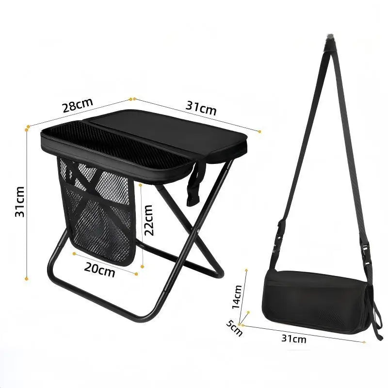 （Summer4）2 in 1 Portable Folding Camping Stool Convertible to Crossbody Bag Lightweight Collapsible Stool with Storage Pocket