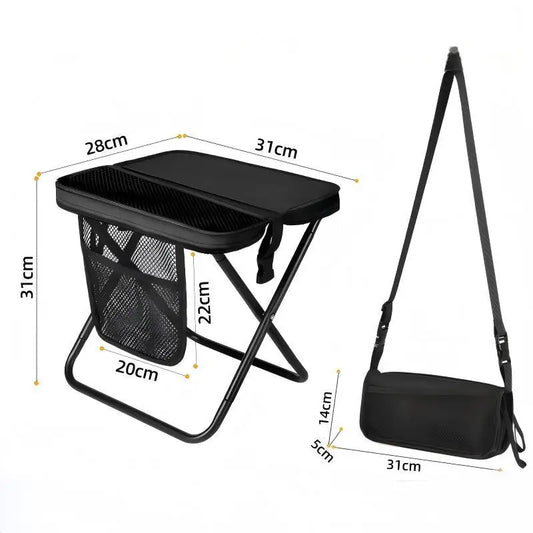 （Summer4）2 in 1 Portable Folding Camping Stool Convertible to Crossbody Bag Lightweight Collapsible Stool with Storage Pocket